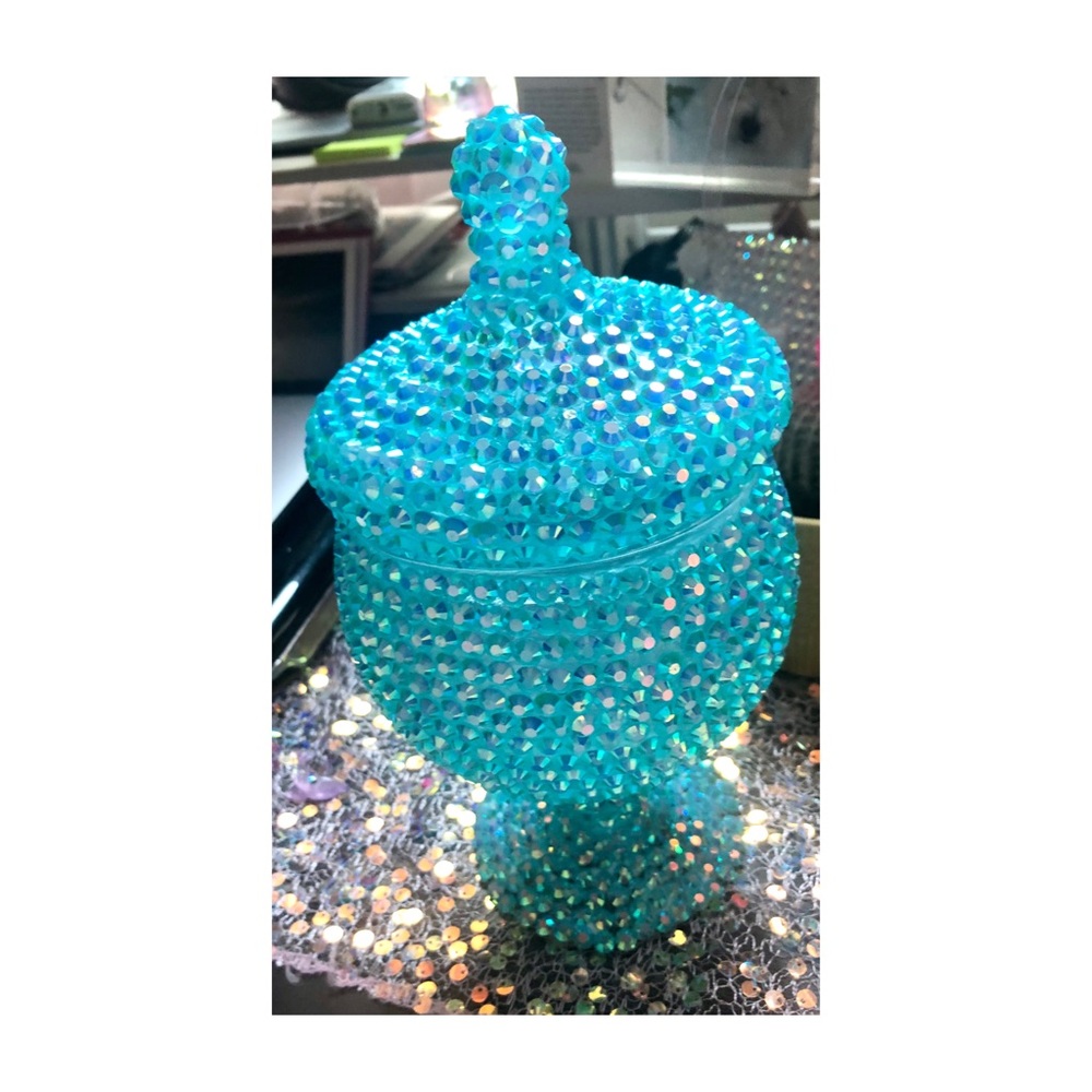 Aqua Blue Glam Bling Candy Jar🍭🍬